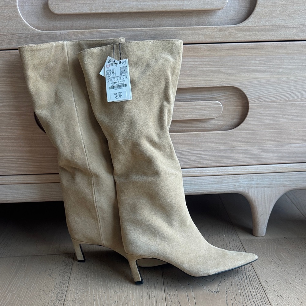 NEW! Zara Beige Heeled Boots
